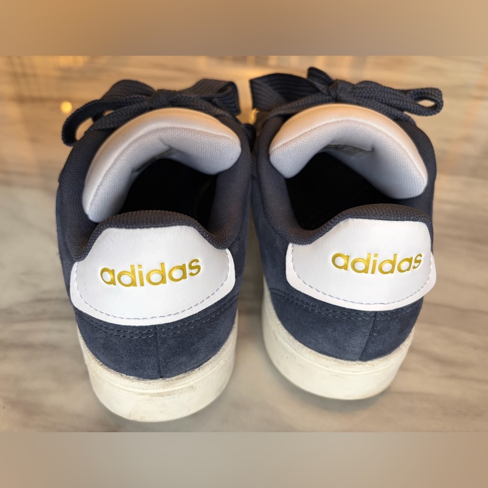 Adidas Navy and White Sneakers with Gold Accents - Picture 3 of 6